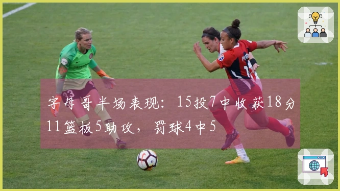 字母哥半场表现：15投7中收获18分11篮板5助攻，罚球4中5